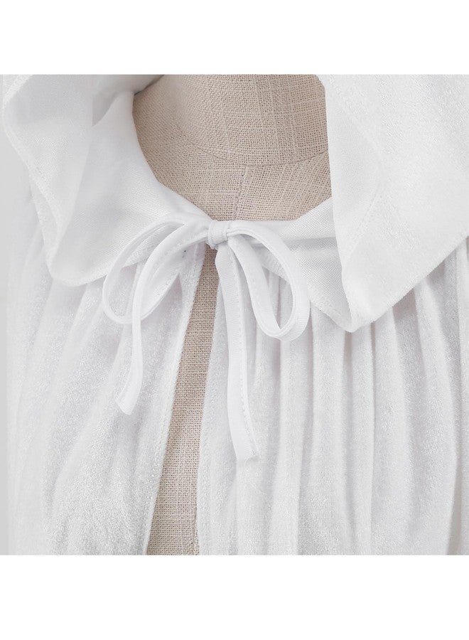 GRAJTCIN Velvet Hooded Cloak White Robe Wizard Cape with Hood Men Halloween Costume for Women Wedding (170CM/67, White) - Image 4